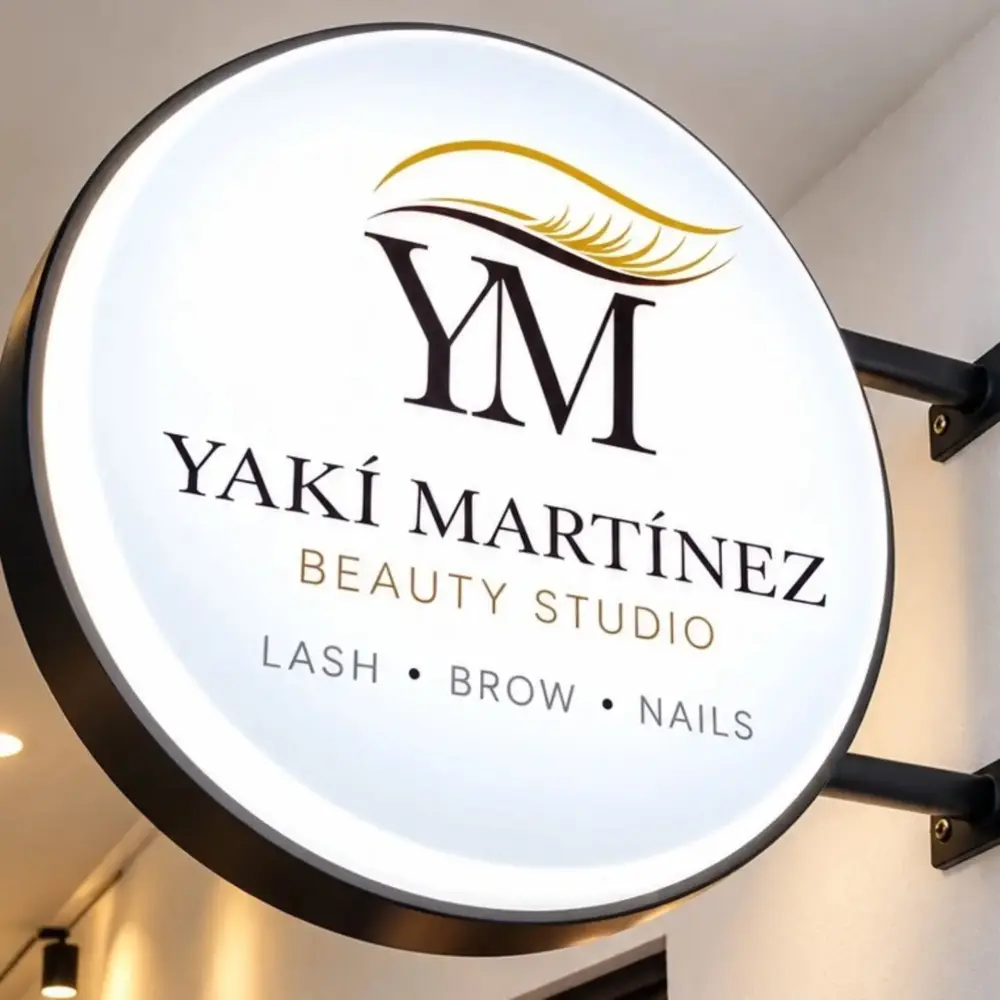Anuncio de bandera circular de doble vista para Yaki Martínez