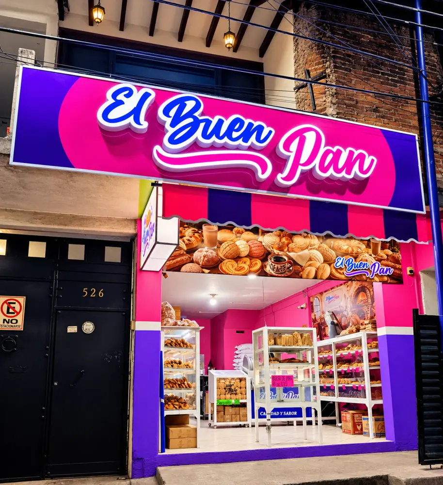 Letrero 3D con aplicación de vinil para El Buen Pan